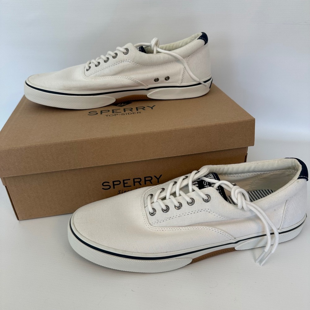 Sperry Top-Sider Mens White Canvas Boat Shoes Sneakers Size 12 STS22131